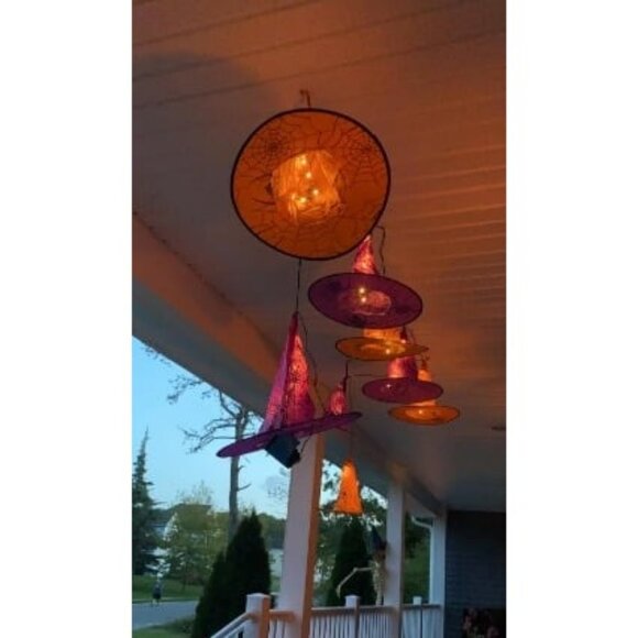 Halloween Decoration Lights, 8 PCS Waterproof Hanging Witch Hat - Picture 2 of 3